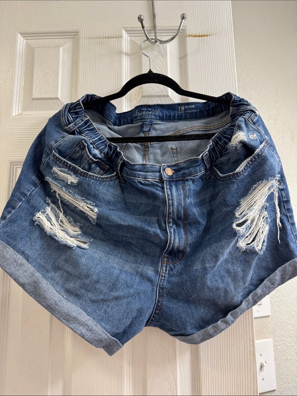 Arizona Jean Company Distressed Blue Denim Shorts